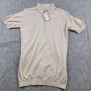 John Smedley x Todd Snyder Cotton Adrian Polo Shirt size S Beige Almond NWT